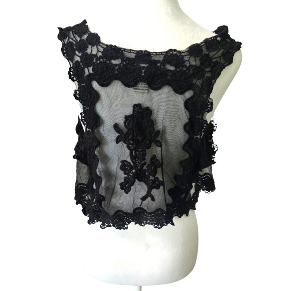 Pinky Black Lace Mesh Open Vest Size L - Picture 3 of 6